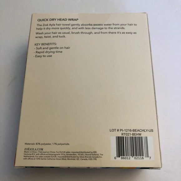 Zoë Ayla Quick Dry Hair Wrap NEW - Picture 2 of 3